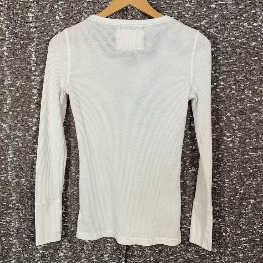 Aeropostale Y2K Waffle Knit White Long Sleeve Shirt Logo Preppy Women's Small - Picture 5 of 8